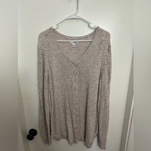 Sonoma XXL pink cable knit v-neck long sleeve sweater. New without tags.